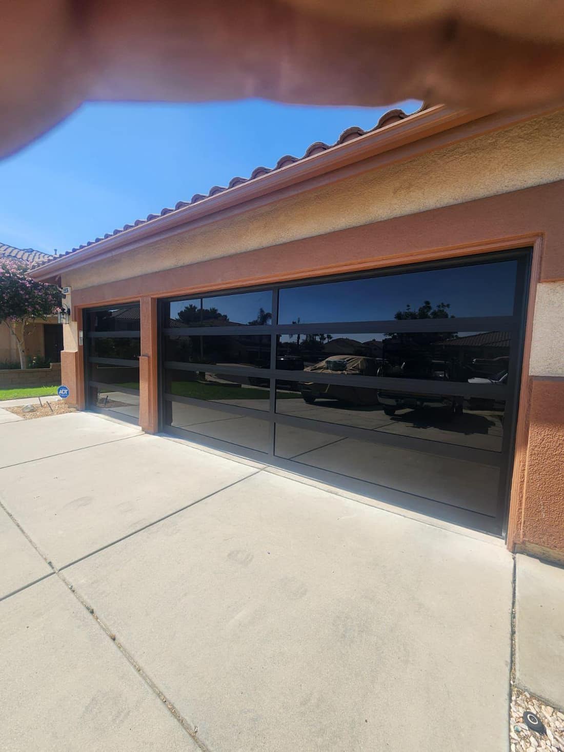 Full-view aluminum and glass garage door