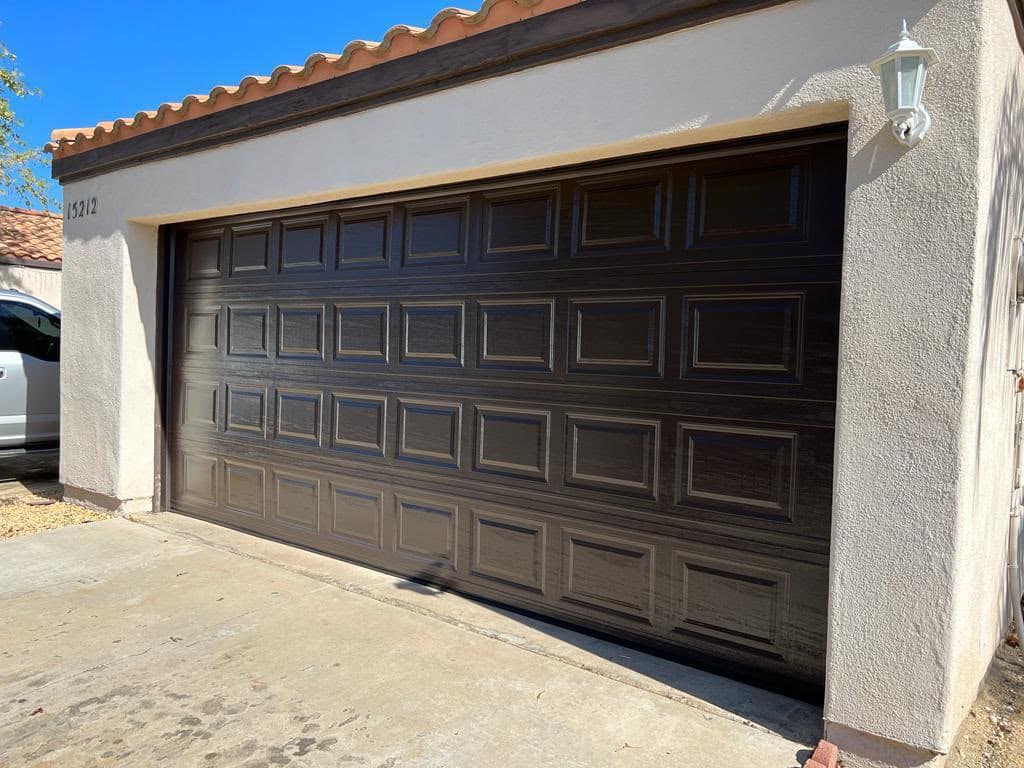 Classic brown raised-panel garage door